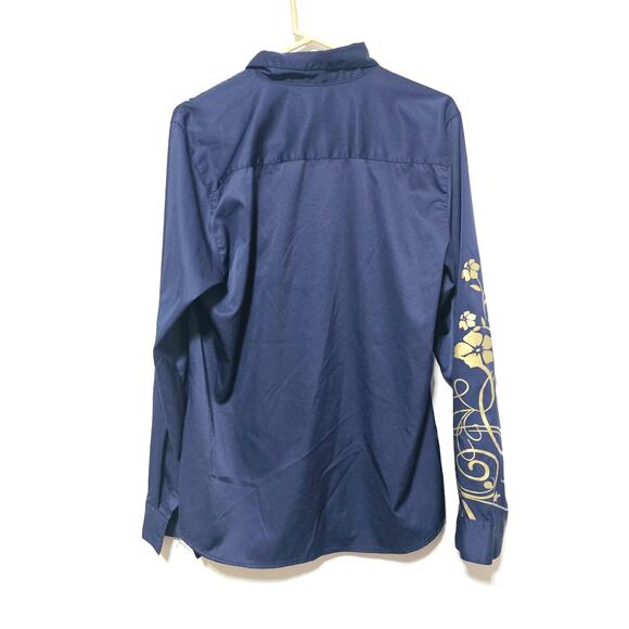 PIZZ ANNU Button-Up Shirt Men's Size XL Long Sleeve Navy Hipster Business Casual - Picture 2 of 7